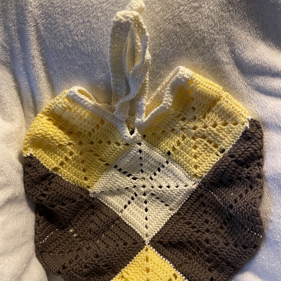 Handmade, crocheted tote bag. Large size; multicoloured. Washable acrylic yarn - Picture 2 of 4